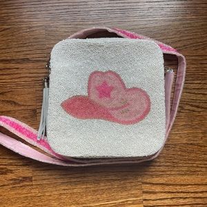 White and Pink Beaded Purse